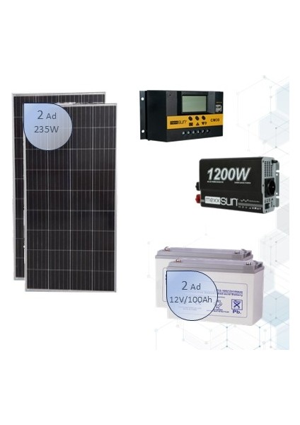 Güneş Enerjisi Mini Ev Paketi Şebeke Bağımsız Off Grid 470 Dc / 1200 Ac
