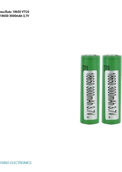 - Murata Vtc6 18650 3.7V 3000 Mah 2'li Li-Ion Şarjlı Pil