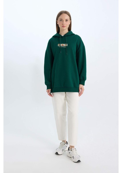 Relax Fit Baskılı Kapüşonlu İçi Yumuşak Tüylü Kalın Sweatshirt Tunik E0318AX24WN fiyatları