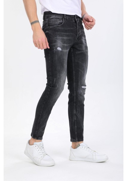 Pamuklu Taşlamalı Skinny Denim Erkek Kot Pantolon