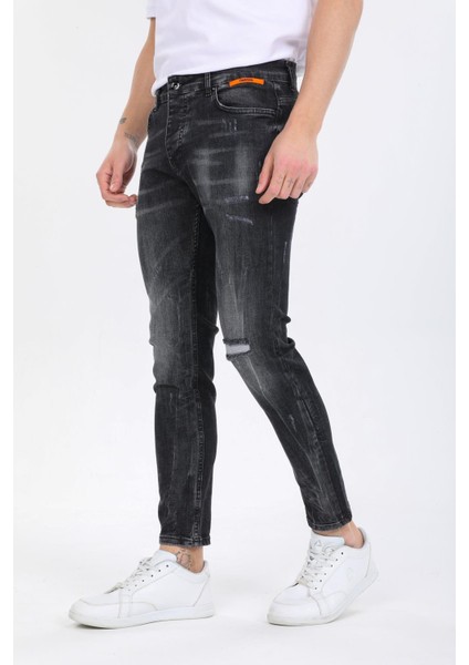 Pamuklu Taşlamalı Skinny Denim Erkek Kot Pantolon