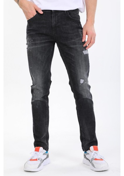 Pamuklu Taşlamalı Slim Denim Erkek Kot Pantolon