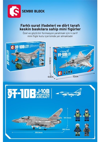 J-10B Savaş Uçağı 820 Parça Yapı Blokları Legoile Uyumlu (202126)