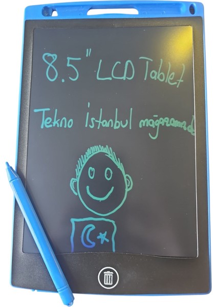Writing Tablet LCD 8.5 Inç Dijital Kalemli Çizim Yazı Tahtası Grafik Not Yazma Çizim Tableti Mavi