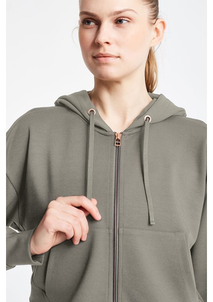 Kadın Fermuarlı Kapüşonlu Sweatshirt 24N-2103 indirimleri
