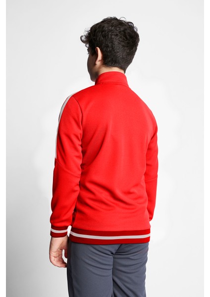 Kırmızı Çocuk Fermuarlı Sweatshirt 23B-3124