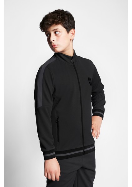 Siyah Çocuk Fermuarlı Sweatshirt 23B-3124 fırsatları
