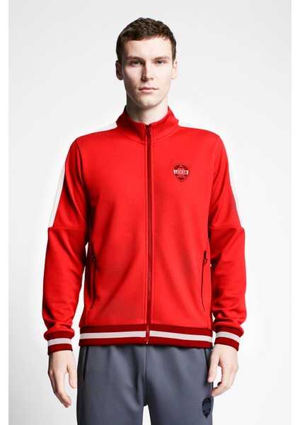 Kırmızı Erkek Fermuarlı Sweatshirt 23B-1124