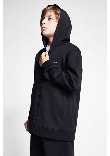 Siyah Çocuk Fermuarlı Kapüşonlu Sweatshirt 24S-3226-24B modelleri