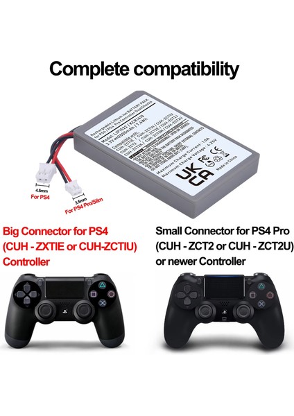 DNR Bilişim Sony Ps4 Slim /pro V4 V1 V2 Oyun Kolu Pil Battery Playstation 4 Pil 3.7V. 2000 Mah  Polimer Pil