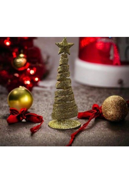Ağaç Tasarımlı Gold Metal Yılbaşı Süsü