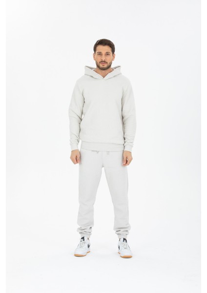 %100 Pamuk, Erkek Kapuşonlu Sweatshirt + Ip Bağlamalı Jogger Takım