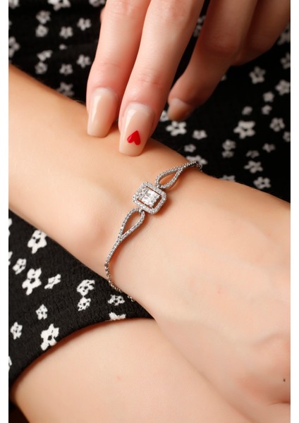 Baget Taşlı Gümüş Bileklik