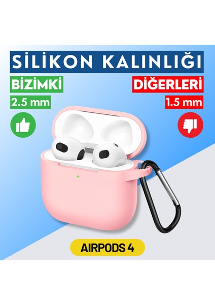 İkili Set | 4. Nesil Uyumlu Siyah ve Pembe Premium Silikon Kulaklık Kılıfı - 2.5 mm Kalınlık fırsatları