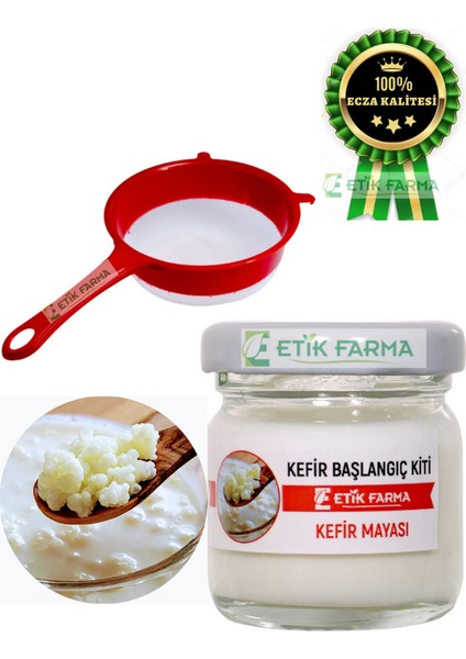 Etik Farma Kafkas Süt Kefir Mayası Başlangıç Kiti + Süzgeç