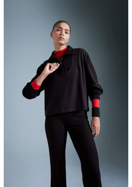 Fit Oversize Geniş Kalıp Dik Yaka Modal Sporcu Sweatshirt D0388AX24AU modelleri