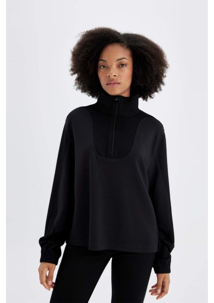 Fit Oversize Geniş Kalıp Dik Yaka Modal Sporcu Sweatshirt D0388AX24AU indirimleri