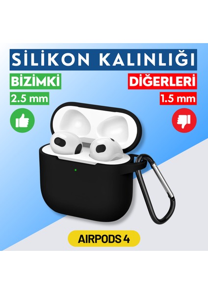 İkili Set | 4. Nesil Uyumlu Siyah ve Lacivert Premium Silikon Kulaklık Kılıfı - 2.5 mm Kalınlık
