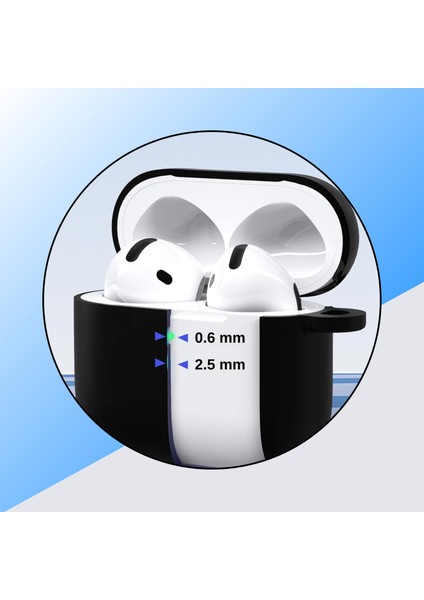 İkili Set | 4. Nesil Uyumlu Siyah ve Lacivert Premium Silikon Kulaklık Kılıfı - 2.5 mm Kalınlık