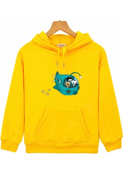 Özel Tasarım Kapüşonlu Octonauts Denizaltında Baskılı Kışlık Erkek Çocuk Sweatshırt