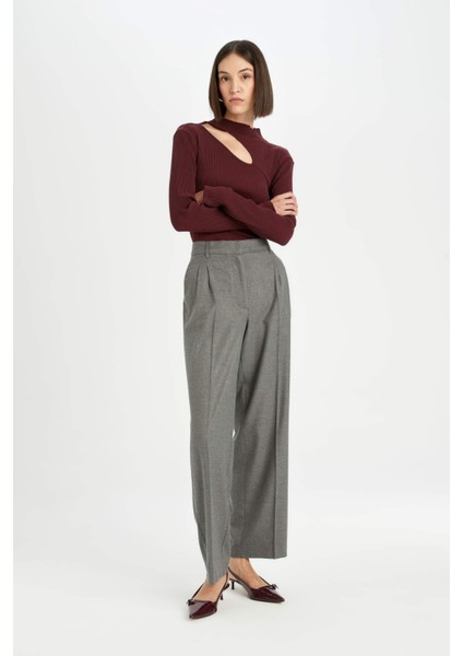Wide Leg Klasik Kışlık Palazzo Pantolon Cepli Yüksek Bel Pileli Düz Paça D7408AX24AU fırsatları
