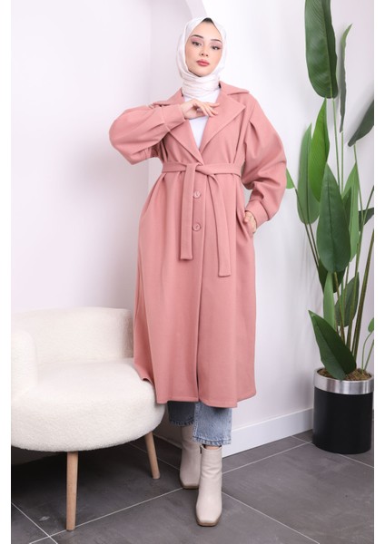 Pembe Kuruvaze Yaka Kaşe Kaban fiyatları