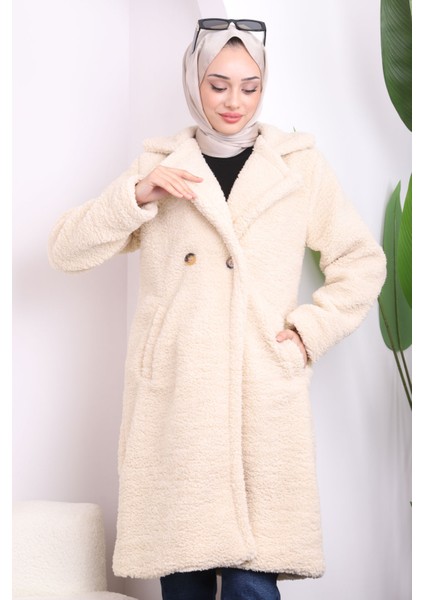 Krem Cepli Angora Peluş Kaban fiyatları