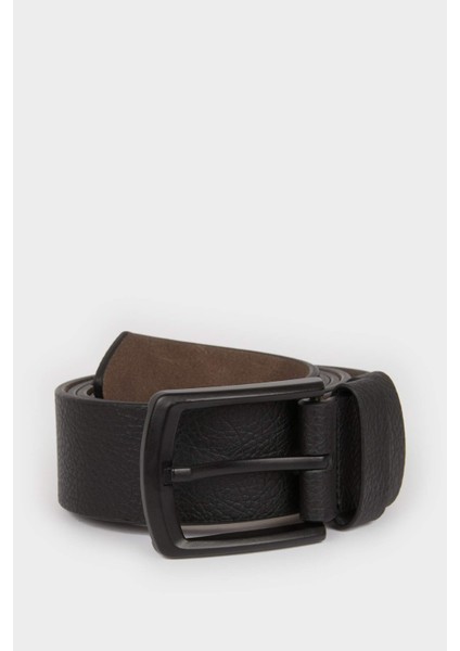 Erkek Dikdörtgen Toka Suni Deri Jean Kemeri Y6449AZNS