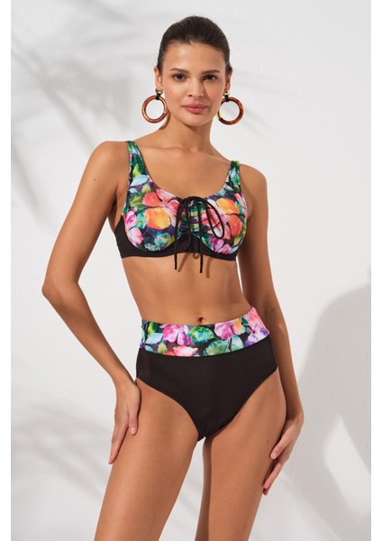 231234-D Violet Melt Toparlayıcı Balenli Bikini Takım