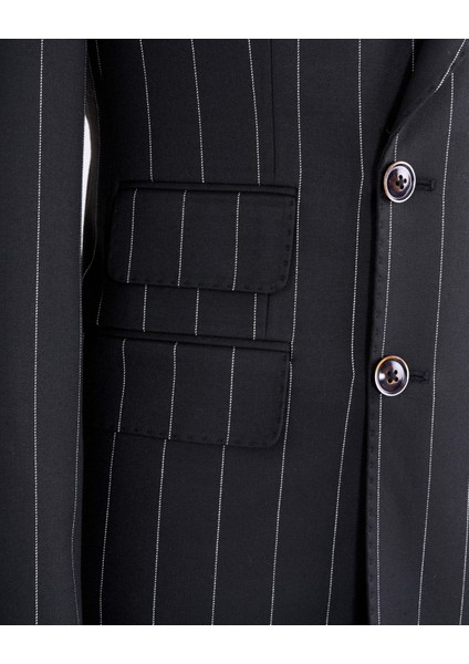 Italyan Stil Kruvaze Ceket Pantolon Takım Elbise Siyah T13300 modelleri