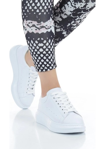 Ortopedik Bayan Düz Beyaz Kalın Taban Sneakers Spor Ayakkabı modelleri