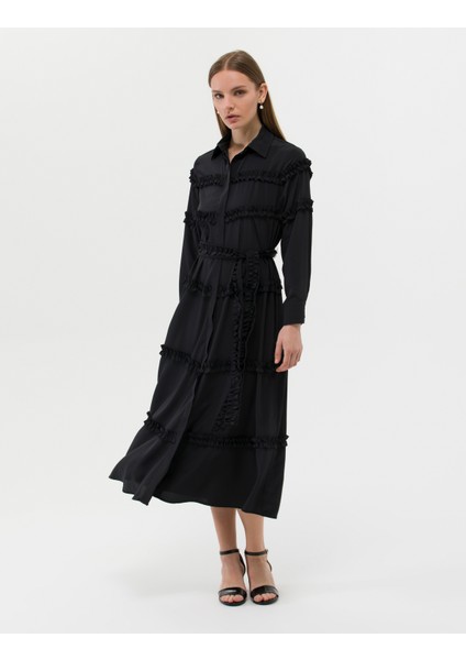 Kadın Siyah Uzunkollu Elbise 50262953-VR046 fırsatları