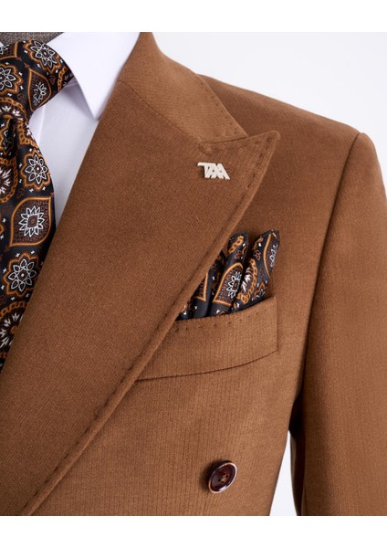 Italyan Stil Slim Fit Kadife Erkek Tek Ceket Kahverengi T13184 modelleri
