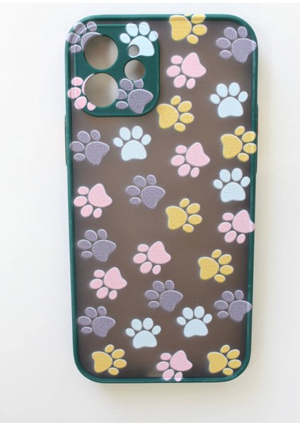 Apple iPhone 12 Uyumlu Kamera Korumalı Yavru Kediler Pati Kılıf Tuşları Renkli Hux Kapak