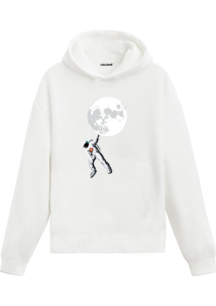 Astronotun Kozmik Ay Tutkusu Uzay Temalı Astronomi Astronot Gezegen Tasarım Doğum Günü Hediyesi Pamuklu Hoodie Kapşonlu Sweatshirt