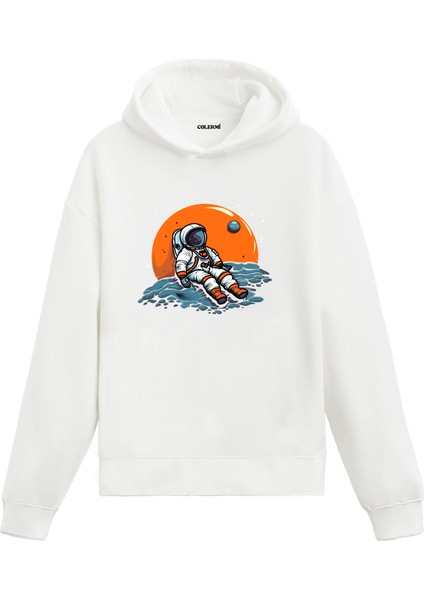 Dinleniş Uzay Temalı Astronomi Astronot Gezegen Tasarım Doğum Günü Hediyesi Pamuklu Hoodie Kapşonlu Sweatshirt