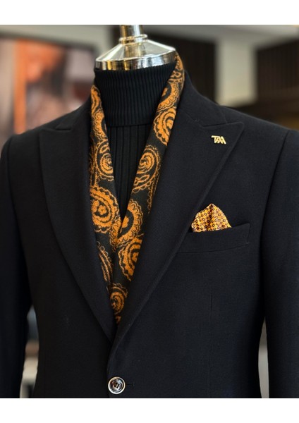 Italyan Stil Slim Fit Sivri Yaka Erkek Ceket Siyah T13212 indirimleri