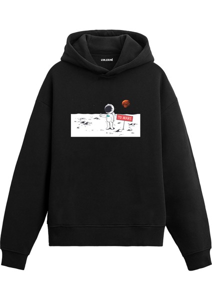 Mars'a Yolculuk Uzay Temalı Astronomi Astronot Gezegen Tasarım Doğum Günü Hediyesi Pamuklu Hoodie Kapşonlu Sweatshirt