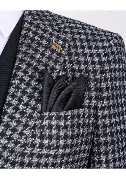Italyan Stil Slim Fit Erkek Kombin Ceket Yelek Pantolon Takım Elbise Siyah T13074 indirimleri