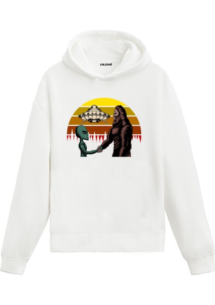 Anlaşma Uzay Temalı Astronomi Astronot Gezegen Tasarım Doğum Günü Hediyesi Pamuklu Hoodie Kapşonlu Sweatshirt