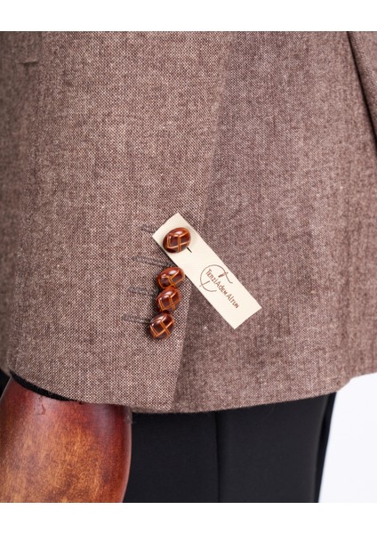Italyan Stil Slim Fit Mono Yaka Erkek Tek Ceket Kahverengi T13347 fırsatları