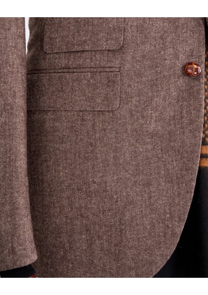Italyan Stil Slim Fit Mono Yaka Erkek Tek Ceket Kahverengi T13347 indirimleri