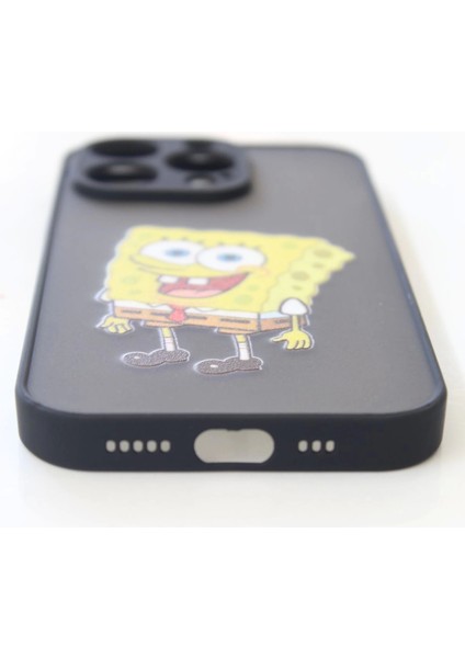 Apple iPhone 14 Pro Max Uyumlu Kamera Korumalı Süngerbob Kılıf Özel Tasarım Tuşları Renkli Hux Kapak modelleri