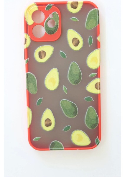 Apple iPhone 12 Uyumlu Kamera Korumalı Avokado Kılıf Özel Tasarım Tuşları Renkli Hux Kapak