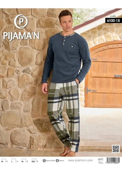 Erkek Düğme Yaka Kışlık Polar Pijama Takımı 6100/18 - 1 Adet