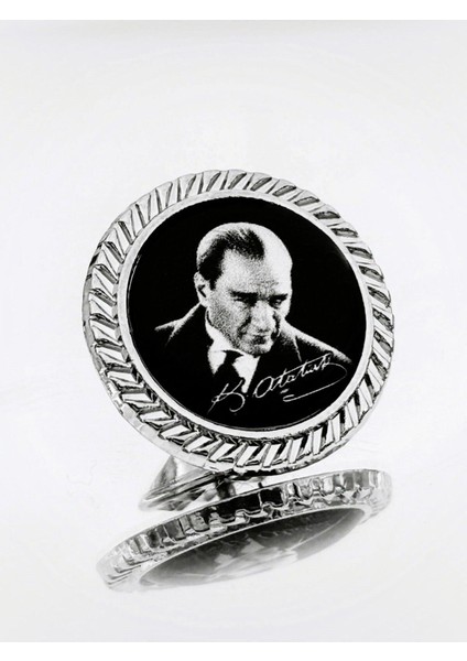 10 Adet Atatürk Gümüş Kaplama / Damla Mineli Yaka Rozeti