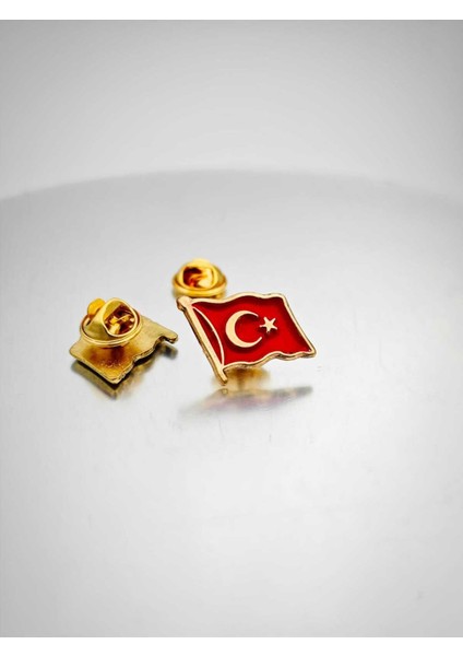 Yörük Tasarım 2 Adet Türk Bayrağı Gold&gümüş Yaka Rozeti