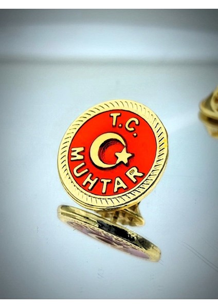 Muhtar Altın Kaplama Mine Boyalı Yaka Rozeti modelleri