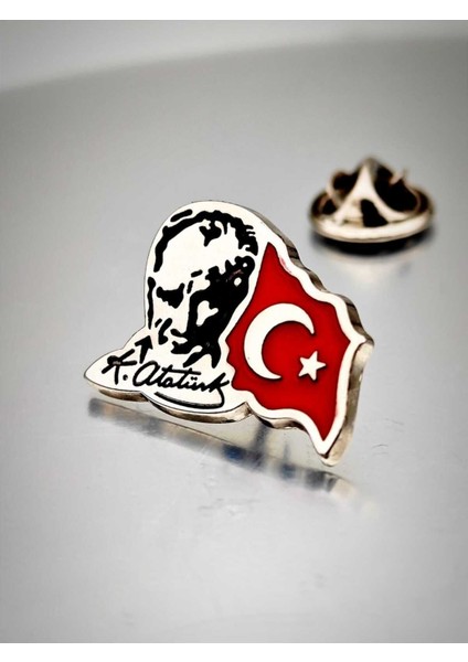 Yörük Tasarım Atatürk&bayrak Yaka Rozeti Krom Kaplama