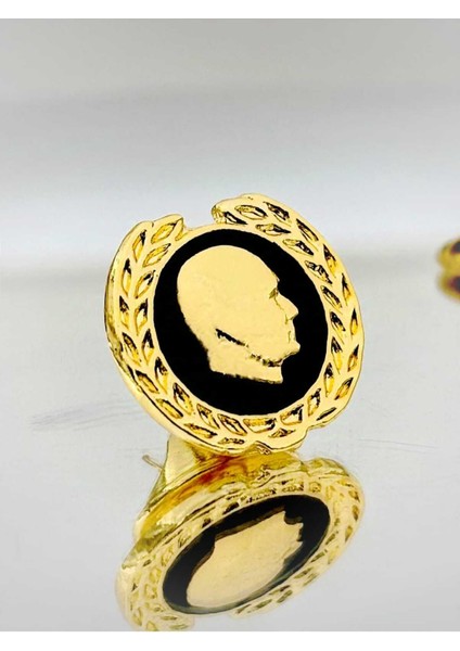 Atatürk Gold Kaplama Mine Boyalı Yaka Rozeti